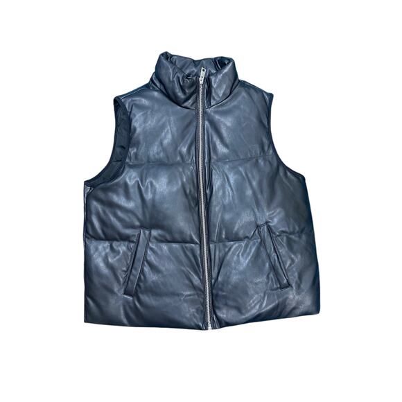 Vintage Levis Black Leather Padded Vest XL - Picture 1 of 4